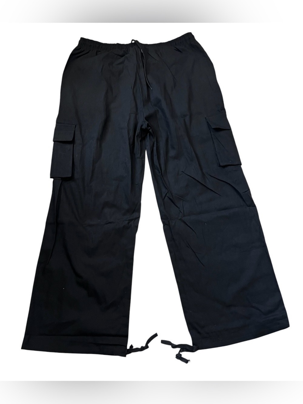 Men's Black Cargo Pants with Drawstring Waist